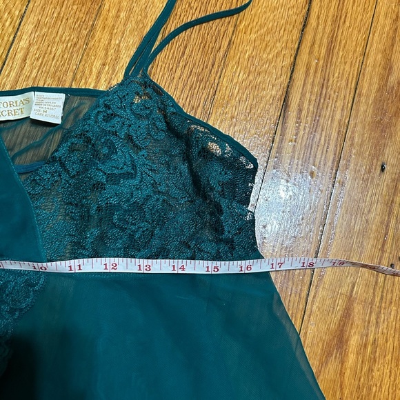 Vintage Victoria Secret Ultra Sheer Lace Babydoll Nightie Green Chiffon Medium - Picture 6 of 7
